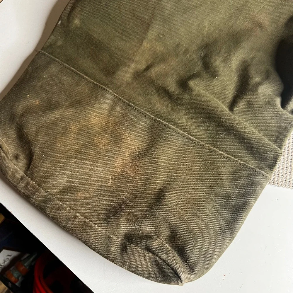Vintage US Military Canvas Duffel Bag Olive Drab Green Top Load Sea Bag 36 Inch